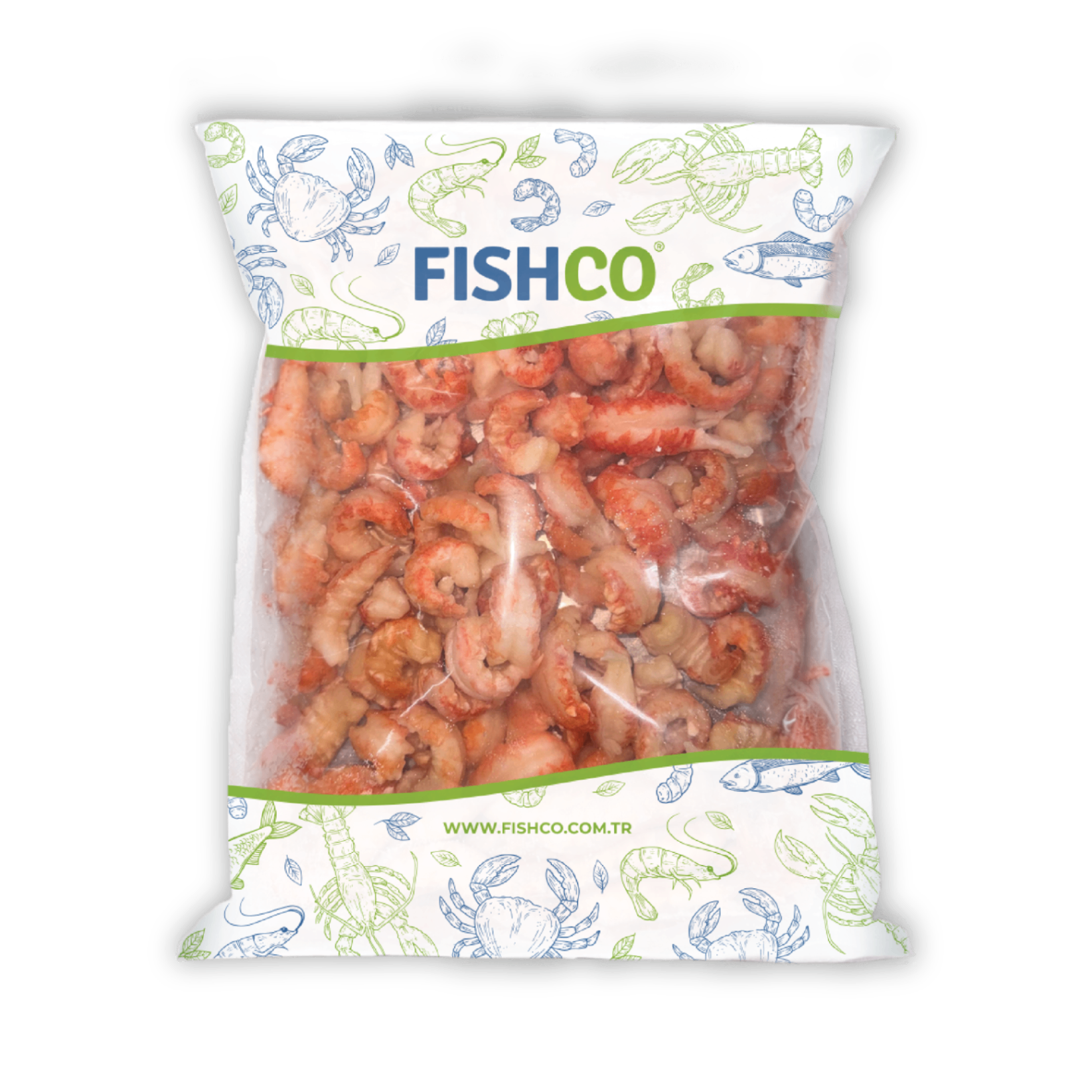 FISHCO bagged cooked & peeled crayfish tails.